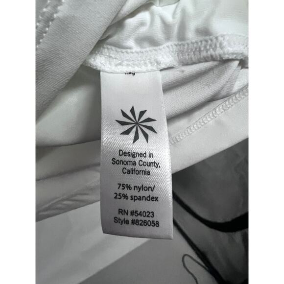 Athleta Womens White Half Zip Ruched Guard Athleisure Long Top Shirt Medium New - Picture 9 of 11
